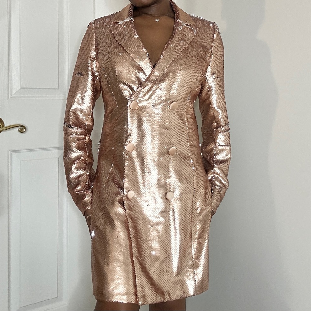 Rose Gold Sequin Blazer Dress